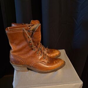 Classic Brown Leather Combat Boots